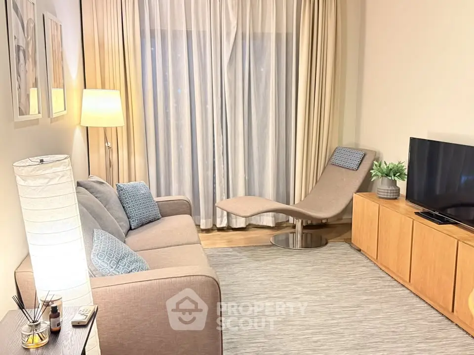 Cozy living room with modern furniture and ambient lighting