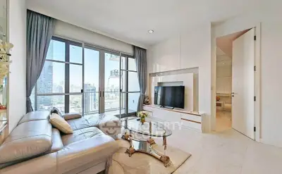 Luxurious living room with panoramic city view and elegant decor