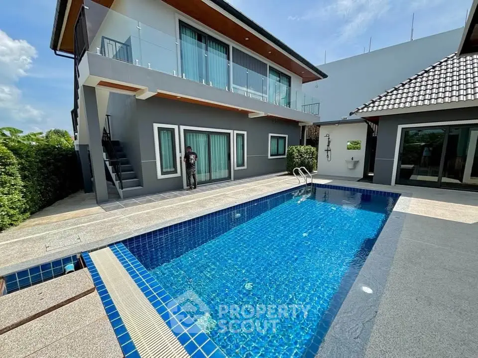 Stunning modern home with private pool and spacious outdoor area, ideal for luxury living.
