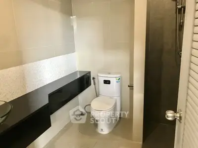 Modern bathroom with sleek fixtures and contemporary design