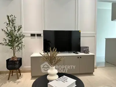Modern living room with sleek TV unit and stylish decor
