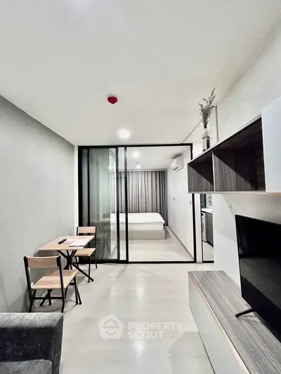Modern apartment interior with open layout and sleek design