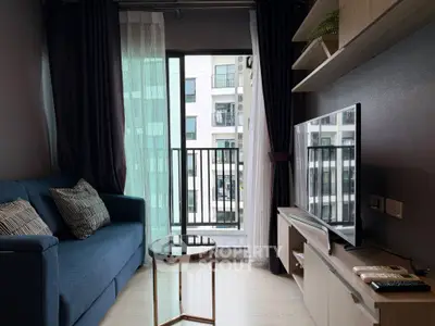 Modern living room with balcony view in stylish apartment