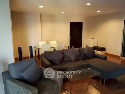 Spacious modern living room with stylish furniture and elegant decor