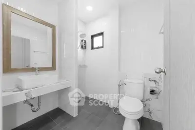 Modern bathroom with sleek fixtures and minimalist design