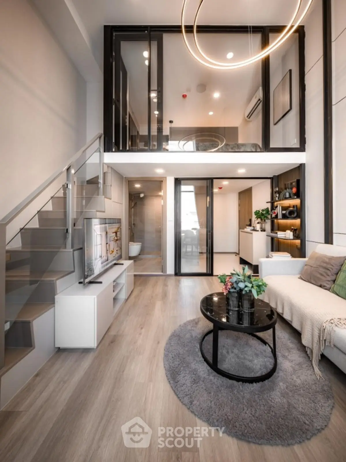 Modern loft apartment with stylish interior design and open layout