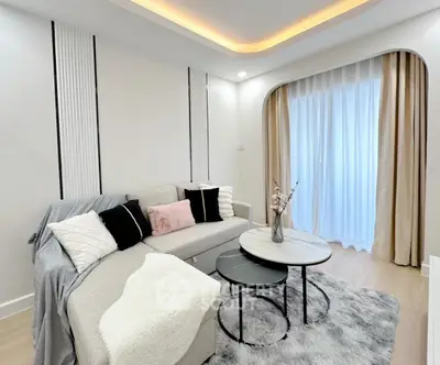 Stylish modern living room with cozy sectional sofa and elegant decor