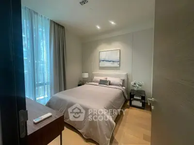 Cozy modern bedroom with elegant decor and natural light