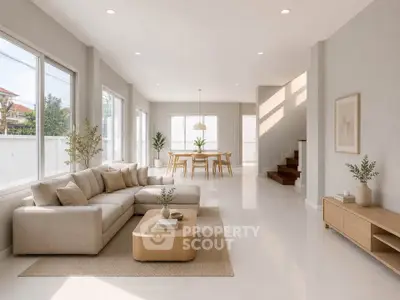 Spacious modern living room with elegant decor and natural light