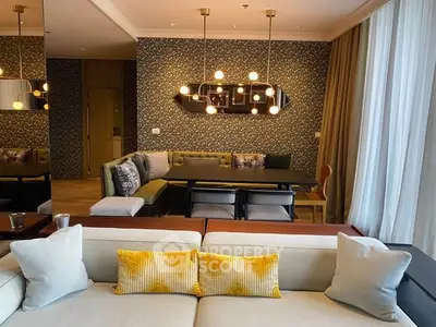 Stylish living room with modern decor and elegant lighting