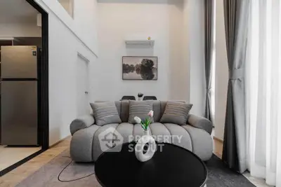 Modern living room with stylish sofa and elegant decor