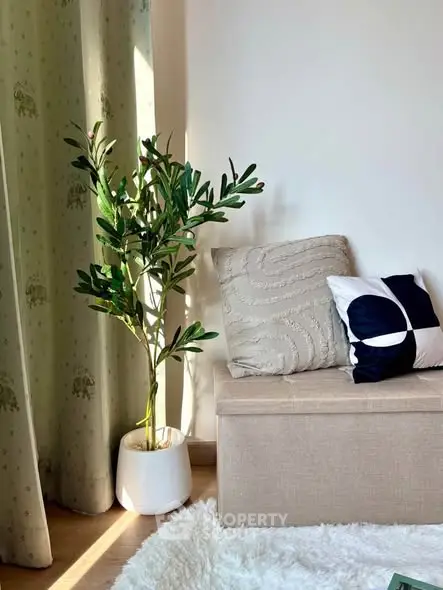 Cozy living room corner with stylish decor and natural light