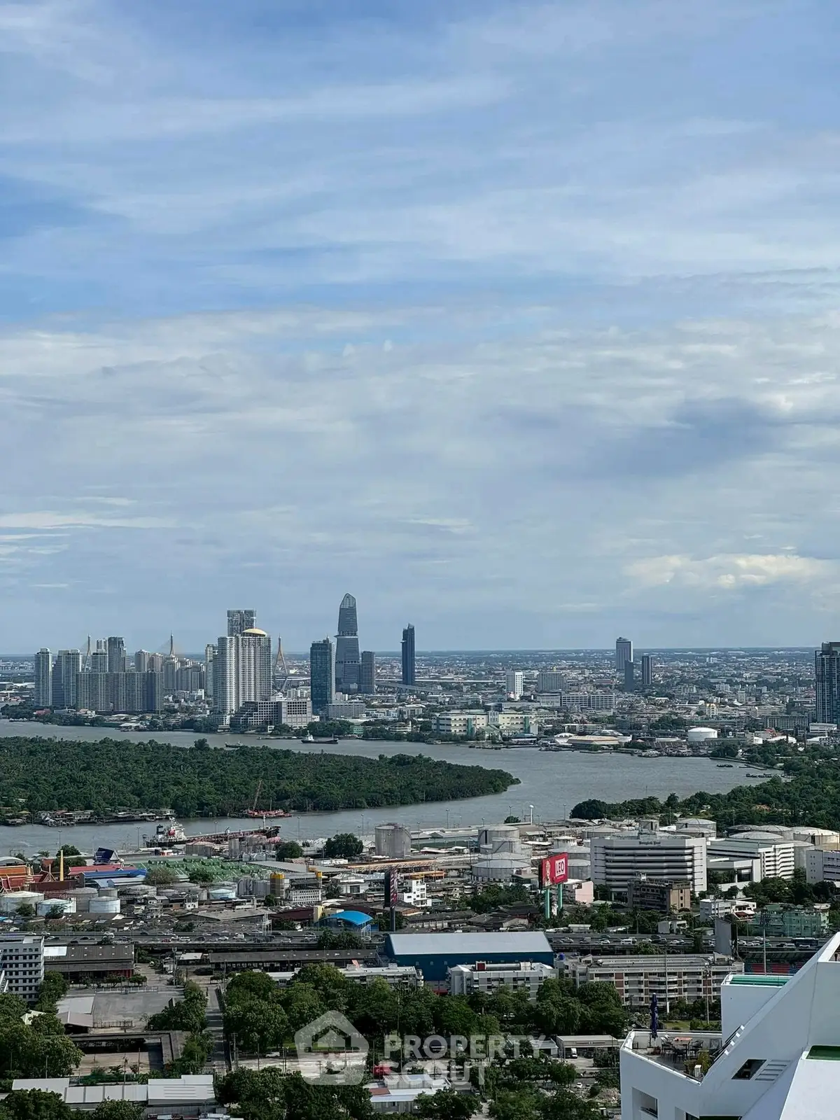 Stunning cityscape view with river and skyline, perfect for urban living enthusiasts.