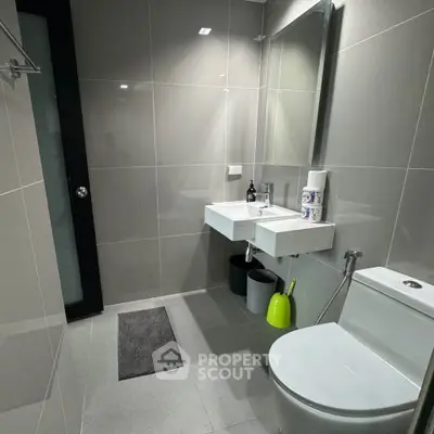 Modern bathroom with sleek fixtures and minimalist design
