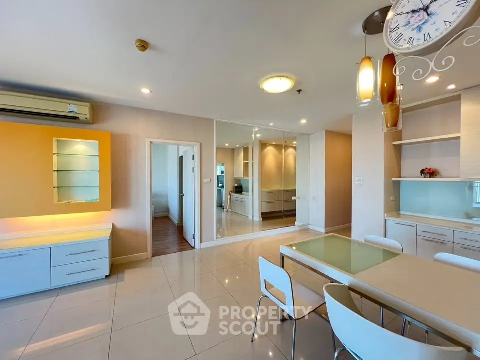 Spacious modern living room with dining area and stylish decor