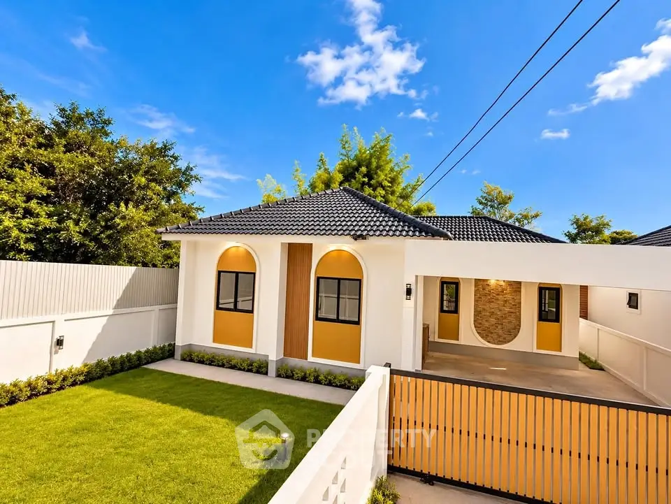 Charming modern home with spacious yard and stylish facade, perfect for family living.