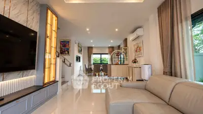 Luxurious modern living room with elegant decor and spacious layout