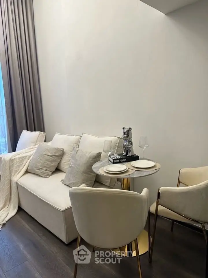 Stylish modern living room with elegant decor and cozy seating area