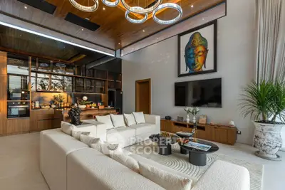 Luxurious modern living room with elegant decor and open layout