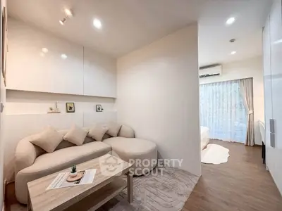 Modern living room with cozy sofa and elegant decor in a stylish apartment