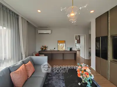 Modern living room with stylish decor and natural light