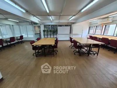 Spacious co-working space with modern furniture and ample natural light, ideal for productivity and collaboration.
