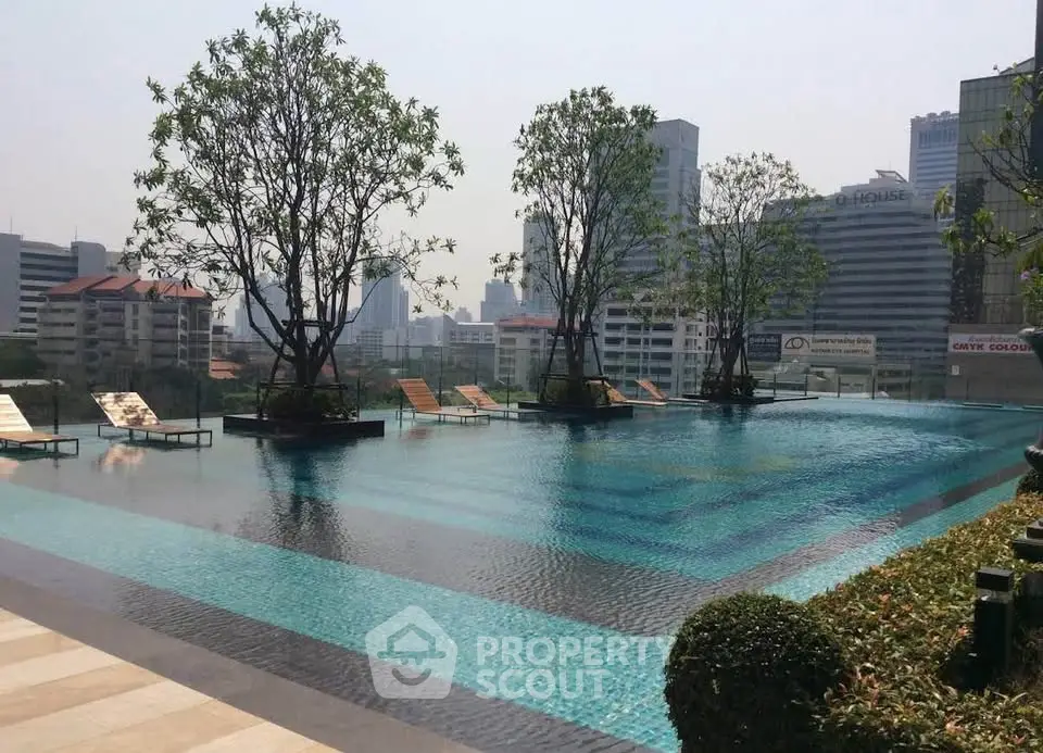 Luxurious rooftop infinity pool with stunning city skyline views, perfect for relaxation and leisure.