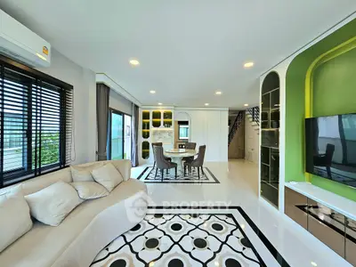 Luxurious modern living room with elegant decor and open layout