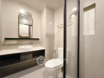 Modern bathroom with sleek fixtures and elegant design
