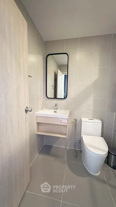 Modern bathroom with sleek fixtures and minimalist design