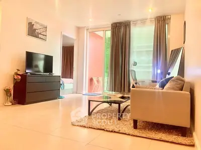 Modern living room with sleek furniture and natural light