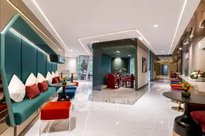Luxurious modern living room with vibrant seating and elegant decor