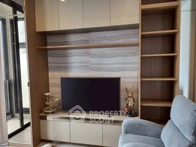 Modern living room with sleek TV unit and stylish decor