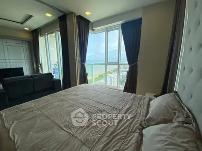 Luxurious bedroom with stunning ocean view and modern furnishings