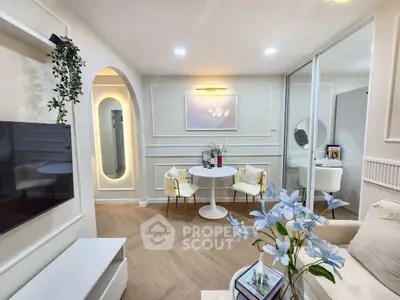 Chic modern living room with elegant dining area and stylish decor