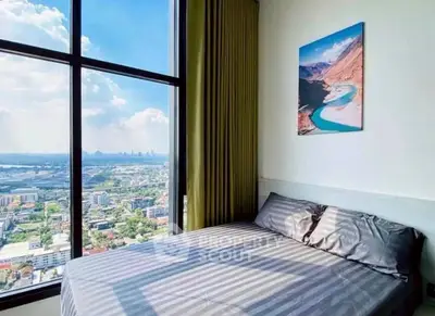 Stunning bedroom with panoramic city view and elegant decor