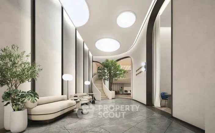 Luxurious modern living room with elegant design and natural lighting