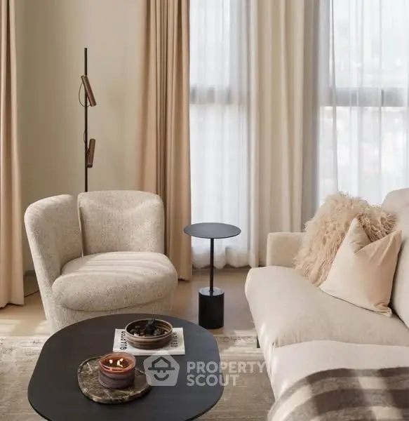 Elegant living room with modern furniture and soft lighting