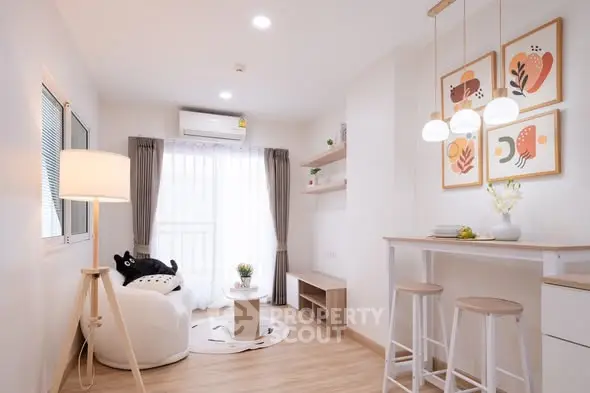 Charming modern living room with cozy decor and natural light