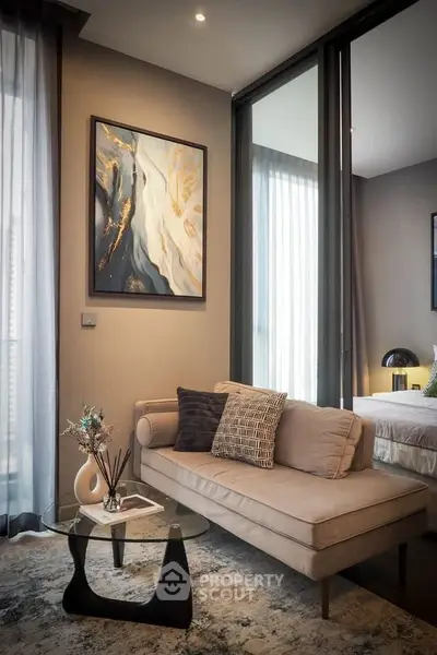 Stylish modern living room with elegant decor and cozy seating