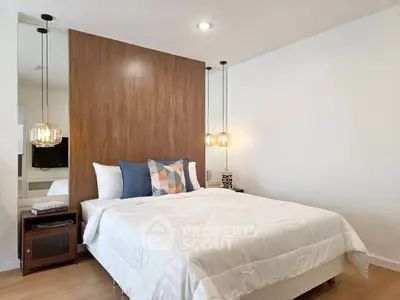 Modern bedroom with stylish decor and cozy ambiance