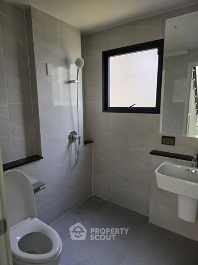 Modern bathroom with sleek design and natural light