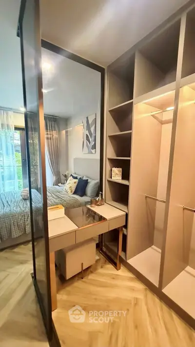 Luxurious bedroom with walk-in closet and elegant decor