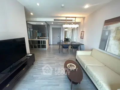 Modern living room with sleek furniture and open layout, perfect for contemporary living.