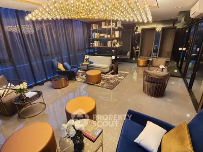 Luxurious living room with elegant decor and stunning lighting
