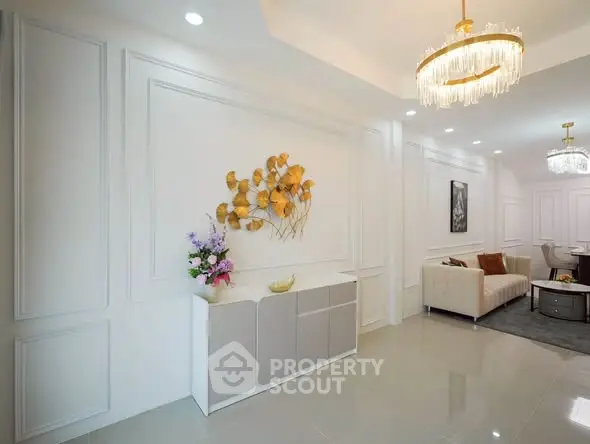 Elegant living room with modern decor and stylish lighting fixtures