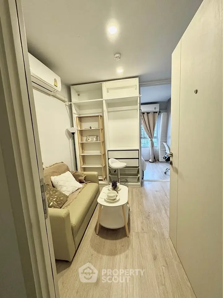 Cozy living room with modern decor and natural light