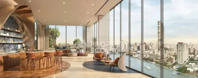 Luxurious living room with panoramic city view and elegant interior design