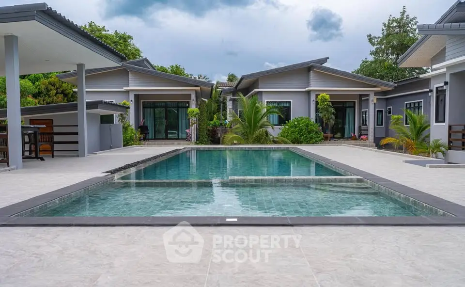 Luxurious modern villa with private pool and lush greenery, perfect for serene living.