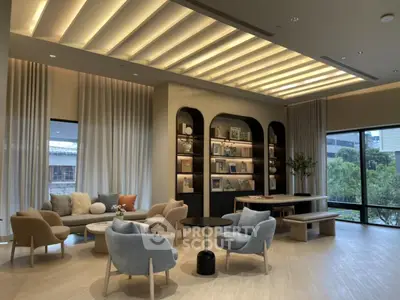 Modern living room with elegant lighting and stylish furniture